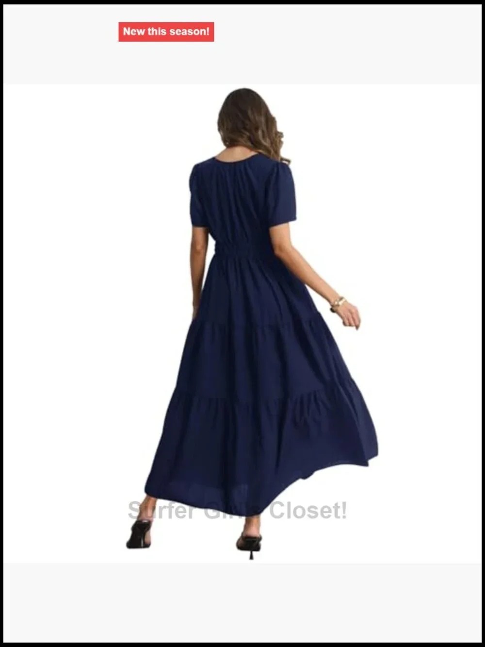 Casual Maxi Dress with Pockets Short Sleeve V-Neck Fit & Flare - Picture 4 of 7